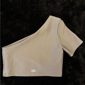 ALO Yoga Taupe One-Shoulder Top